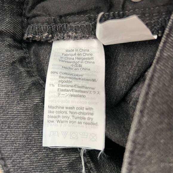 Madewell Aged Black Denim Skirt Women’s Size 27 Stretch Straight Raw Hem - Picture 5 of 5